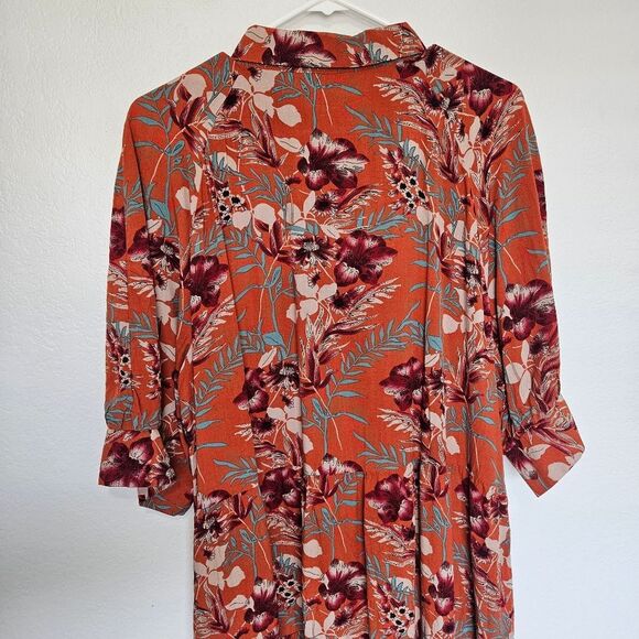 NWT Natural Life | Rebecca Midi Dress Orange Tropical Floral, Womens XL - Picture 10 of 11